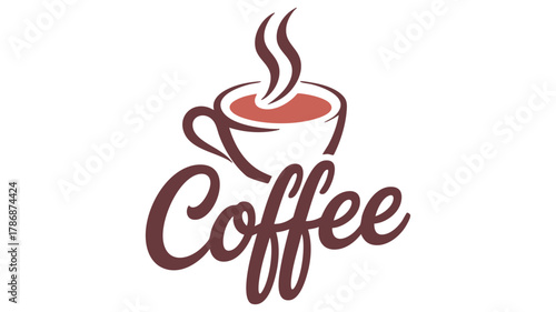 Coffee cup with text logo icon