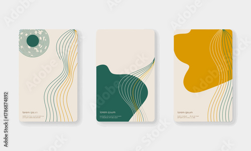 This image features an abstract design with flowing curved lines and geometric shapes, creating a visually appealing and harmonious composition ideal for various projects.