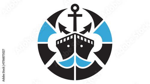 Nautical anchor ship emblem logo