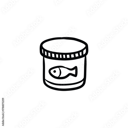 Can of Fish Food Outline Doodle