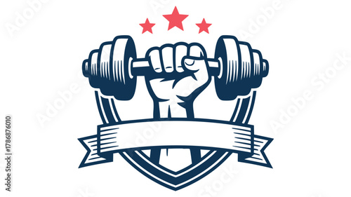 Fitness gym emblem logo design