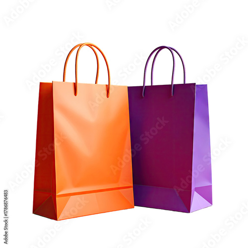 Two shopping bags orange and purple