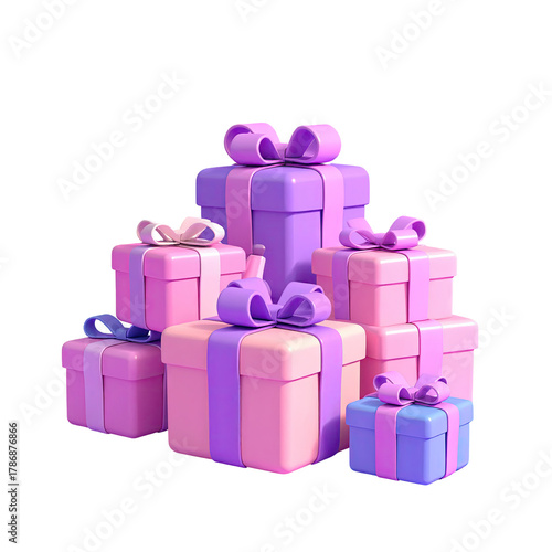 Stacked colorful gift boxes, pastel and cheerful 3D render