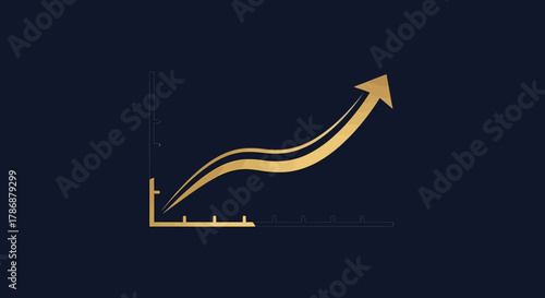 Growth chart with upward arrow and transparent background