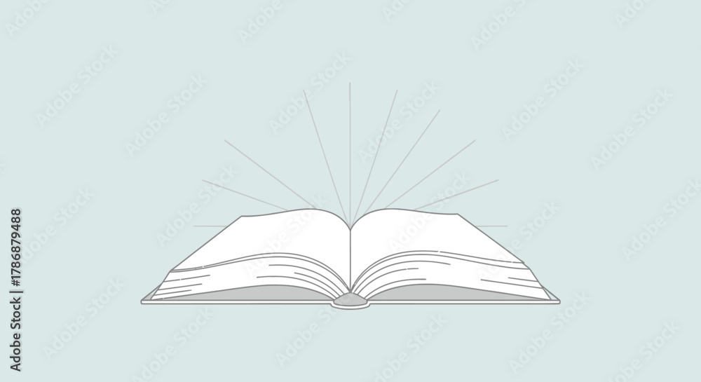 Obraz premium Open book with radiating lines with transparent background