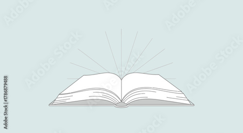 Open book with radiating lines with transparent background