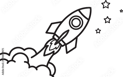 Rocket launch vector illustration for space exploration and scientific discovery showcasing dreams of interstellar travel and technological innovation