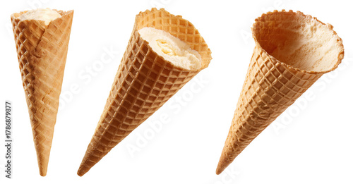 ice cream cones isolated on white background