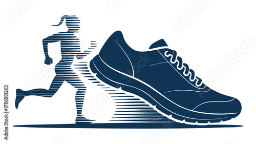 Runner with shoe, fitness icon.