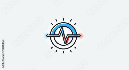 Medical pulse line icon with transparent background