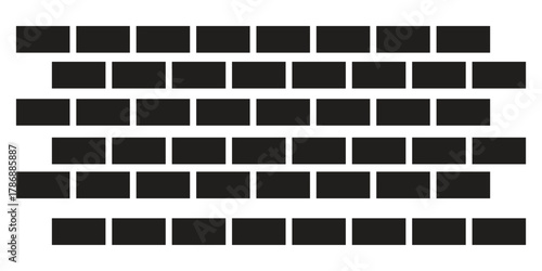 Brick Wall Icon Set – Vector Silhouette, Seamless Pattern, and Background Design Collection