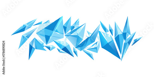 Abstract blue crystal formation a geometric design featuring sharp, angular shapes creating a modern and icy aesthetic