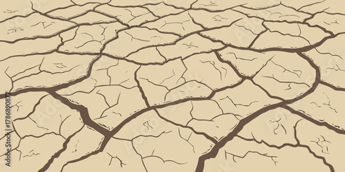 A detailed illustration of cracked earth, depicting the effects of drought and climate change, showcasing the fragility of the environment