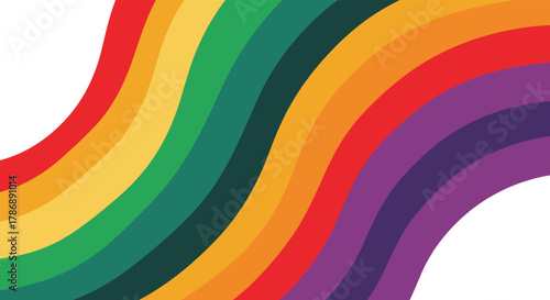 Vibrant abstract background with flowing, undulating rainbow-colored stripes, creating a dynamic and visually engaging modern design.