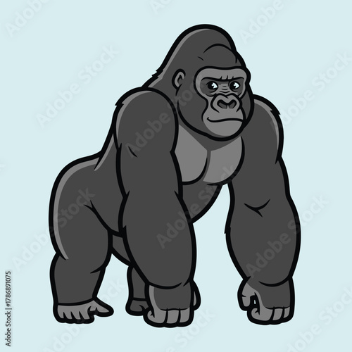 Strong Gorilla Standing Proudly in a Focused Pose.