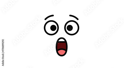 A simple cartoon face with wide eyes and an open mouth, expressing surprise or shock on a plain white background.