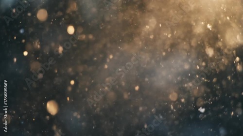 Abstract macro shot of particles floating in air with light streaming through, creating a dreamy and ethereal effect