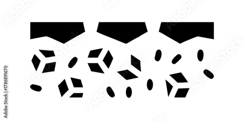 Black and white soil texture featuring a seamless pattern of dirt, cube and seed, creating a natural and organic representation of earth