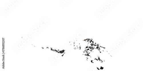 Abstract black ink splatters on a, creating a dynamic and textured effect, resembling ink blots or stains