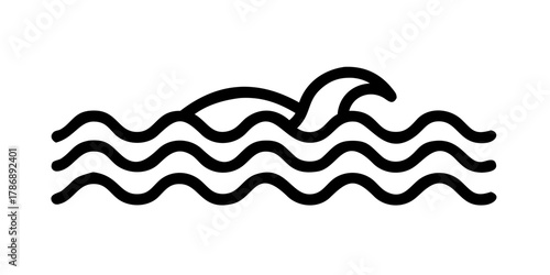 A simple line drawing of ocean waves, depicting the rhythmic movement and natural beauty of the sea, it captures the essence of water in a minimalist style