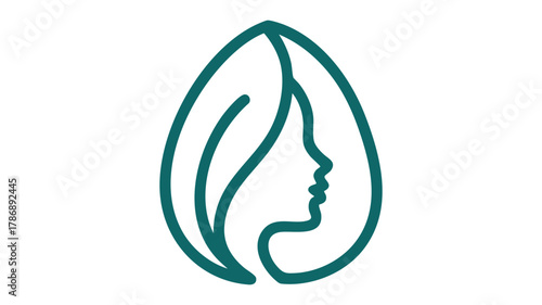 Woman and leaf profile logo icon