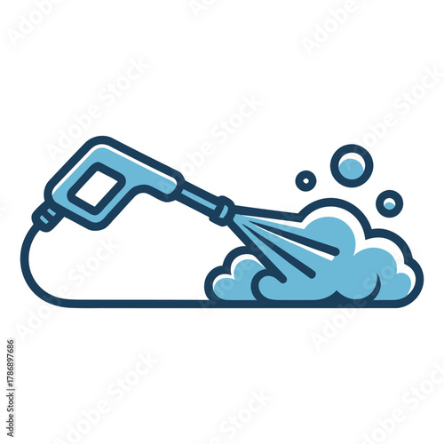 Pressure washer spraying water and foam