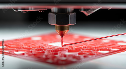 Macro Close-Up of 3D Printer Nozzle Printing