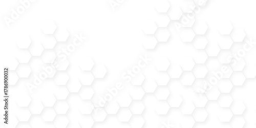 Abstract geometric background. White surface with hexagonal, geometric hexagonal honeycomb shape texture background, 3d rendering illustration futuristic abstract banner.