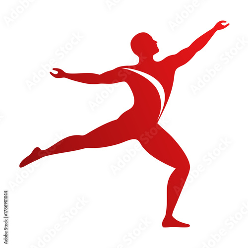 Dynamic male gymnast performing athletic vector on white background.