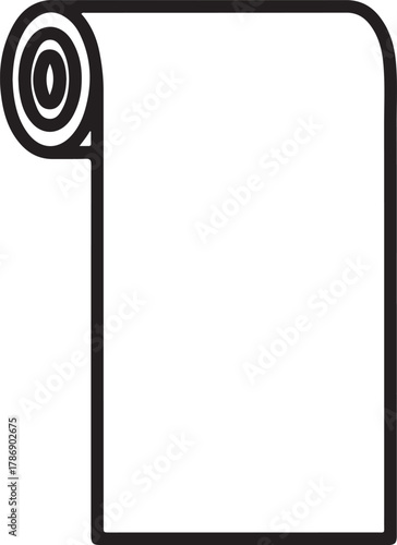 Rolled Paper or Wallpaper Outline Icon.  Document, design, and interior decoration graphic symbol