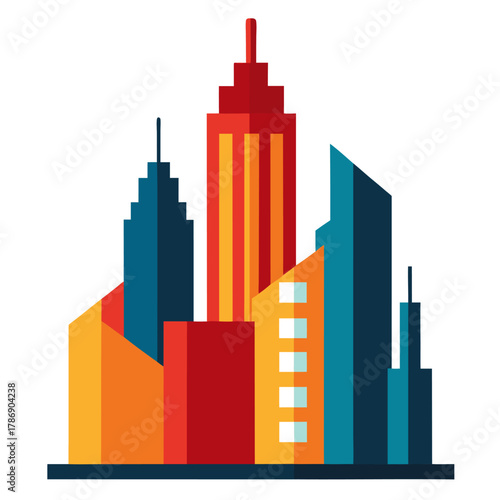 Tall buildings and skyscrapers vector on white background.