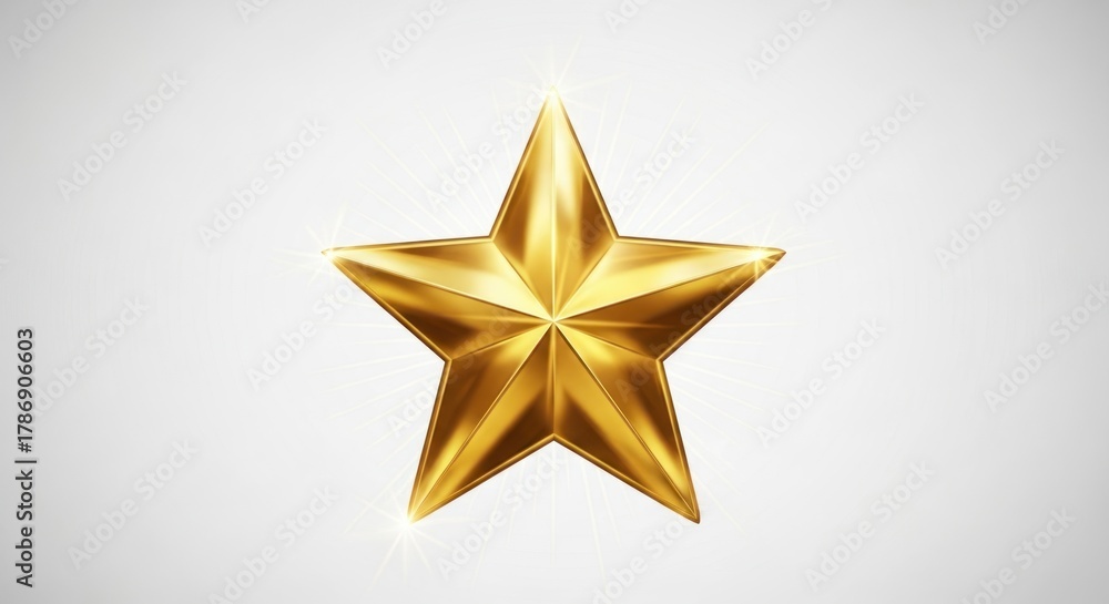 Obraz premium Golden Star Realistic Vector Illustration on White Background.