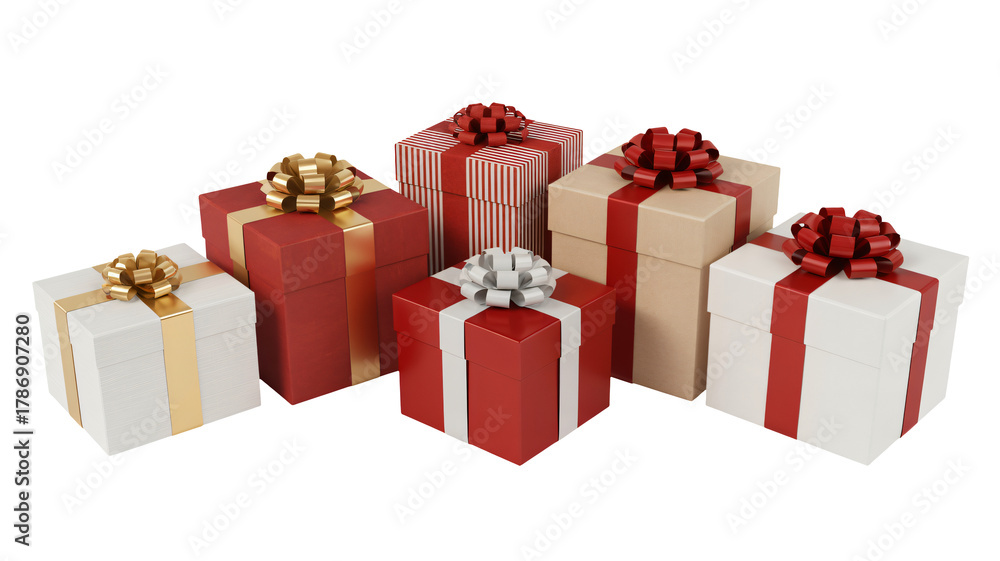 Obraz premium Festive gift boxes with elegant ribbons ready for celebration