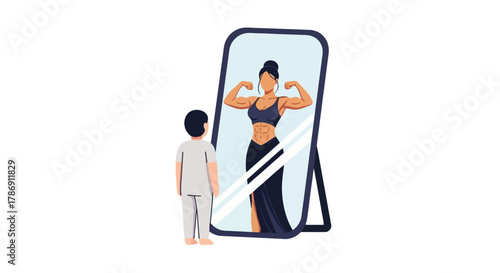 Imagination A Child's Vision of Strength and Confidence Through Mirror Reflection