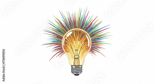 Bright Idea Concept with Bulb and Burst of Color, Symbolizing Innovation and Creativity