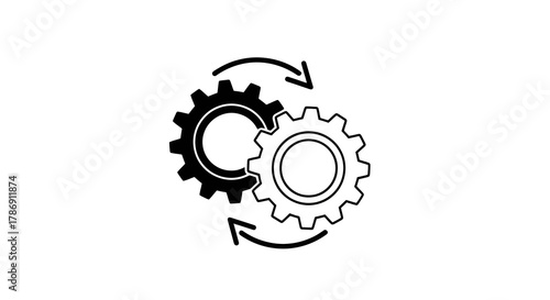Interlocking gears icon symbolizing system integration, workflow management, and operational process automation