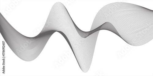 Elegant abstract design featuring monochrome wavy fine lines intertwined against a white background. vector