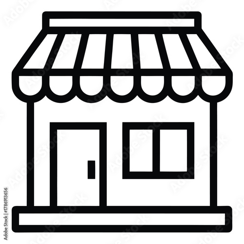 shop building outline icon on white background
