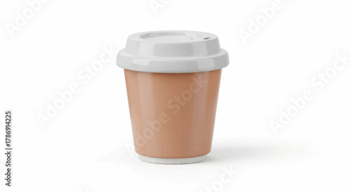 Disposable coffee cup with lid, isolated on white background, perfect for cafes and on-the-go beverages