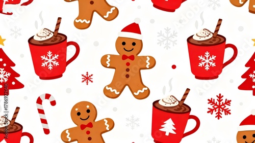 Christmas gingerbread and hot cocoa pattern