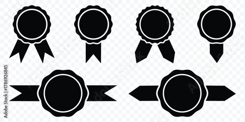 Approved or certified medal icon. Approval check symbol. Winning award, prize, medal or badge. Award medal icon set. Winner or victory badge medal. Contains approved, verified, certified. eps 10