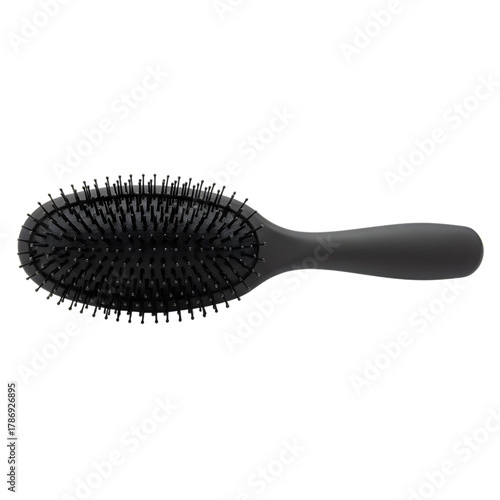 Black Hair Brush with Soft Bristles on a Isolated Background