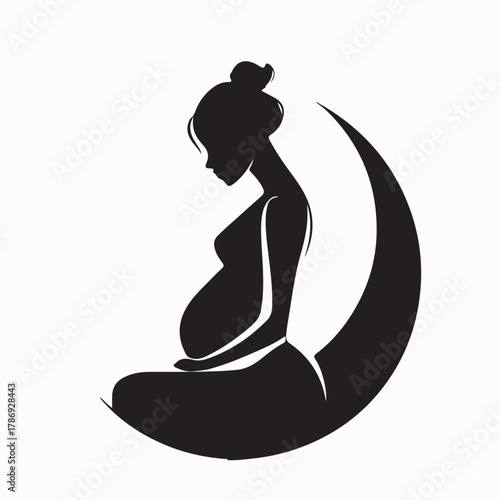 Maternity Woman Silhouette Logo Vector on white background
