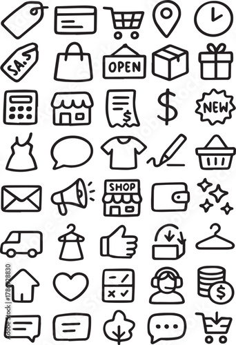 Payment and Service Line Iconography. Thin Outline Symbols for Modern E-commerce, Customer Support, and Online Transaction.