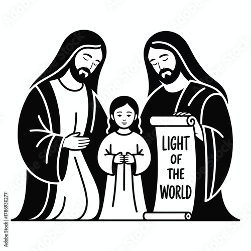 Religious illustration of jesus christ bringing light to the world