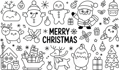 Festive christmas holiday icons collection for festive designs