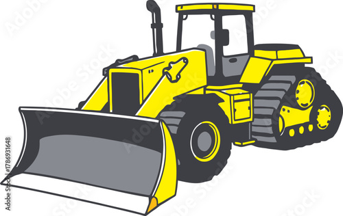Heavy Duty Yellow Wheel Loader Illustration, Construction Equipment Vector Graphic, Industrial Front End Loader