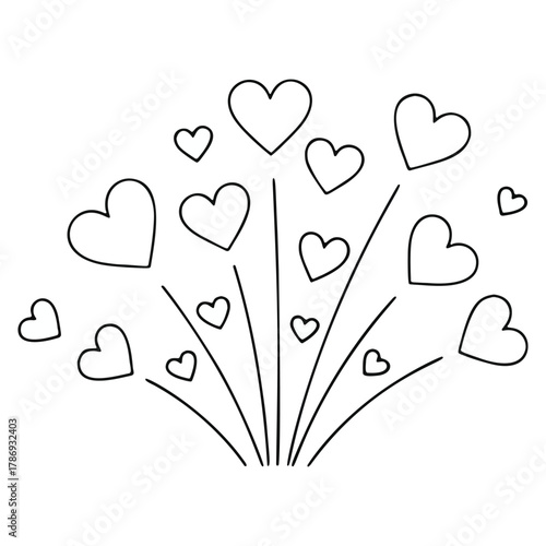 Valentine Theme Hearts Burst Vector Illustration
