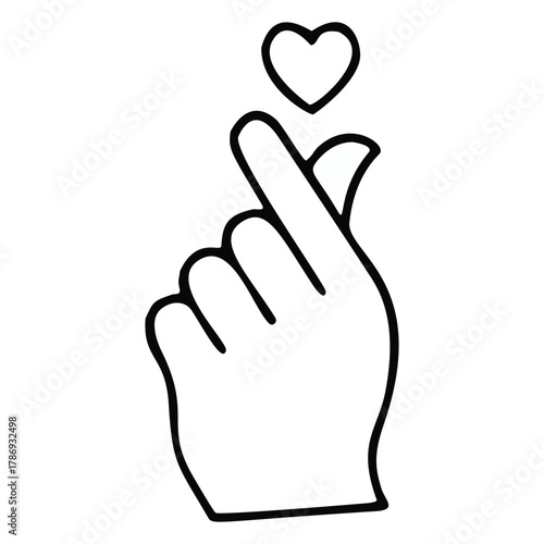 Vector illustration of a hand forming a heart symbol with a heart above