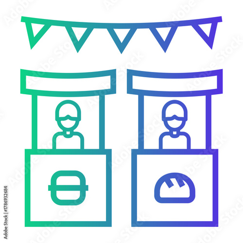 food courts Line Gradient Icon